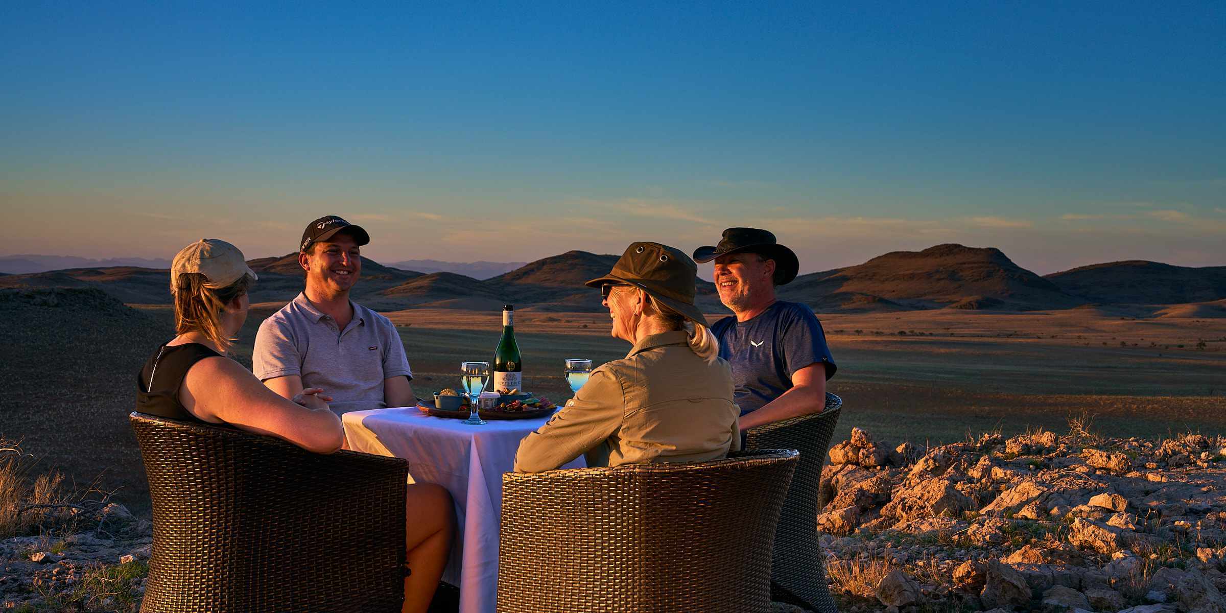 Sundowners amidst the pristine wilderness, the ideal end to an eventful day