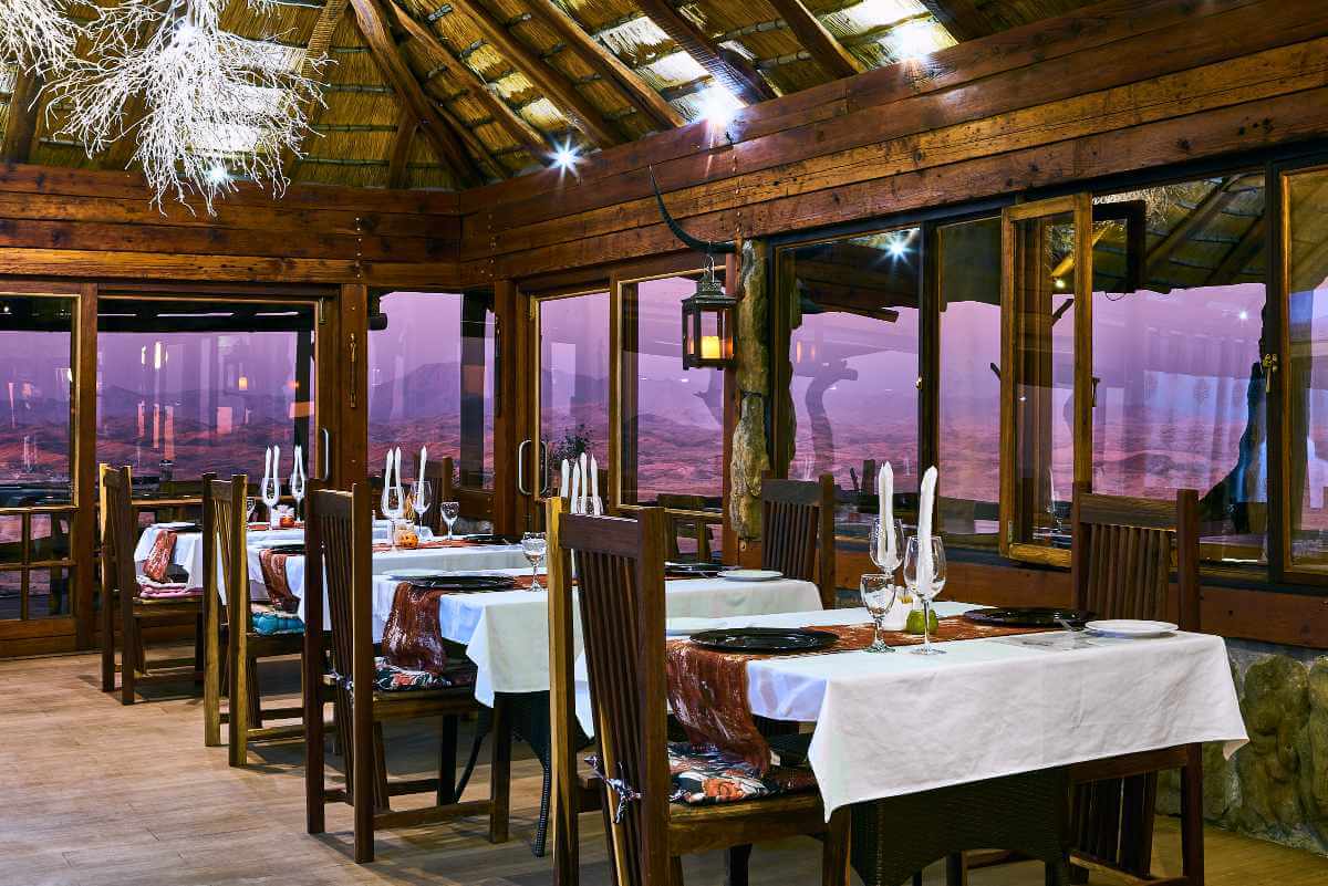 The restaurant is ready to welcome guests for dinner.